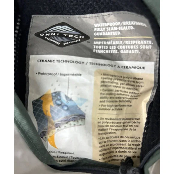 Mens Titanium Waterproof Columbia Jacket Hidden Hood Sage Green White Size Large - Picture 12 of 15